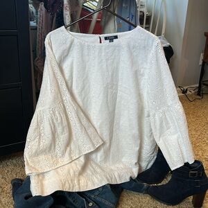 Chaps Women's Cream Eyelet Blouse